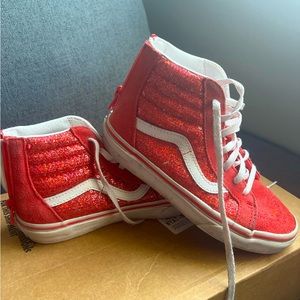 Girls Size 2 Pink Sparkle high top Vans